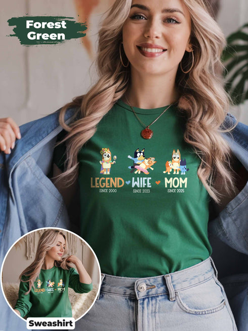 Wife Mom Legend Shirt – Bluey Chilli Funny Mom Tee – Custom Year Gift